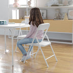 Flash Furniture Mindy Kids 3-Piece Folding Table and Chairs Set for Daycare and Classrooms, Children's Activity Table and Chairs Set, White