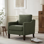 VKNOW Mid Century Modern Accent Chair, Upholstered Living Room Chairs Armchair for Bedroom, Comfy Reading Accent Chairs with Wood Legs for Living Room (2, Green)