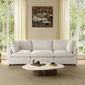 WJShome Modern Sectional Couches for Living Room,100 Inch 3-Seater Chenille Deep Seat Modular Sofa, Cloud Couch for Bedroom and Apartment，Beige