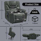 Power Lift Recliner for Seniors: 9988 High Density Foam Lift Chair With Heat and Massage, Reclining To 180, 2 Pockets Cup Holders, 2 Remote Controls, Dual OKIN Motors - Breathable Leather Gray