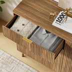 LYNSOM Fluted 8 Drawer Dresser for Bedroom, 55" Wide Modern Chest of Drawers with Curved Profile Design and Metal Handles, Wood Dresser TV Stand & Storage Organizer for Bedroom, Hallway, Walnut
