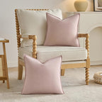 FUTEI Pink Chenille Throw Pillow Covers 18x18 Inch Set of 2,Edges Double-Stitched Cushion Cases,Modern Home Decor for Couch Living Room