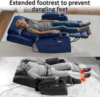 MCombo Large Triple Motor Power Lift Recliner Chair with Massage and Heat for Elderly People, Adjustable Headrest, Infinite Position, USB Ports, Fabric 7662 (Navy Blue, Large)