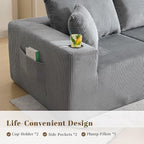 107" Cloud Sectional Couch, Modular Sectional Sofa with L-Shape Chaise, Corduroy Boneless Couch with Deep Seat, Upholstered Sofa for Living Room, No Assembly Required(Right-Facing Chaise, Dark Grey)