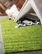 Unique Loom Solid Shag Collection Area Rug (6' 1" x 9' Rectangle, Grass Green)