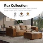 SIMPLIHOME Rex Ottoman in Full-Grain Genuine Leather, Caramel Brown, 34-inches Wide, Modern-Style Table Ottoman or Footrest, Assembled, for Living Room and Family Room