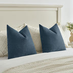 FUTEI Navy Blue Decorative Throw Pillow Covers 22x22 Inch Set of 2,Soft Cozy Wheat Ear Striped Patterns Cushion Cases,Modern Home Decor for Couch Bed Living Room