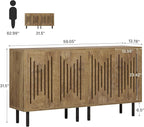 Tribesigns Set of 2 Sideboard Buffet with Storage, 59" Buffet Sideboard Cabinet with Adjustable Shelves, Accent Storage Cabinet for Living Room, Natural