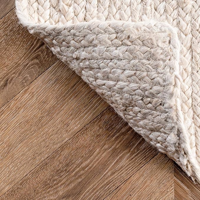 nuLOOM 12x15 Rigo Jute Hand Woven Area Rug, Off White, Solid Farmhouse Design, Natural Fiber, For Bedroom, Living Room, Dining Room, Hallway, Office, Kitchen, Entryway