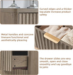LEYAOYAO Fluted 6 Drawers Dresser, 48" Wide Modern Chest of Drawers with Wood Grain Top, Curved Profile Design, Dresser TV Stand, Wood Drawer Organizer for Bedroom, Living Room, Hallway,Grey