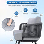 6 Piece Outdoor Patio Furniture Set, Outdoor 5-Seat Sofa with Coffee Table, Waterproof Thick Cushion Patio Conversation Set, All Weather Outdoor Couch Set for Deck, Lawn, Balcony, Porch