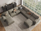 EASE MOOSE Oversized U Shaped Couch,Modular Sectional Convertible Sofa with Wide Deep,Extra Large Faux Leather Scratch Resistant Modern Couch for Big Spaces Living Room,Light Grey