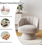 Swivel Accent Chair Set of 2,Upholstered Velvet 360° Swivel Barrel Chair for Living Room Overstuffed Bouncle Reading Chair Round Armchair for Bedroom,Vanity,Office (Grey)