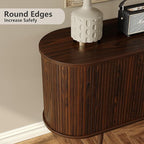 Furniouse 54.4''W Buffet Cabinet with Storage Fluted Sideboard Cabinet with Doors & 4 Shelf Storage for Living Room, Hallway, Kitchen, Mahogany