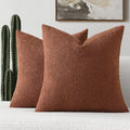 FUTEI Pack of 2 Rust Decorative Throw Pillow Covers 16x16 Inch Soft Cozy Solid Boucle Textured Cushion Case,Modern Home Decor for Couch Bed Living Room