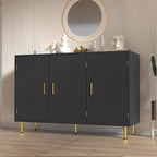 Black Sideboard Buffet Cabinet, Accent Coffee Bar with 3 Doors, Entryway Cabinet for Living Room, Kitchen, Hallway