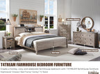 T4TREAM Farmhouse 6 Drawers Dresser for Bedroom, Wood Rustic Wide Chest of Drawers, Storage Dressers Organizer for Bedroom, Living Room, Hallway, Light Rustic Oak