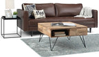 SIMPLIHOME Hunter Lift Top Coffee Table - 32 inch Wide Solid Mango Wood and Metal Industrial Square Cocktail Table in Natural, Living Room Table with Dual Lift Tops, Hidden Storage and Hairpin Legs