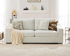 ABCASA 85" W Loveseat Couches for Living Room,Modern Linen Sofa with Removable Cover, Wide Armrest, Solid Wood Frame, Medium Firm Seat Cushion for Bedroom Office Apartment, Easy to Install, Ivory