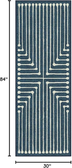 RUGGABLE x Jonathan Adler Machine Washable Modern Runner Rug – Inkdrop Lapis Blue 2.5x7, Stain-Resistant, Non-Slip – Washable Rug for Hallway, Entryway, Living Room & Kitchen–with Standard Pad