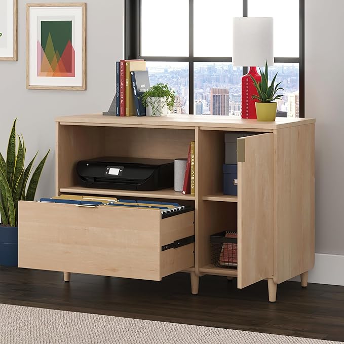 Sauder Clifford Place Commercial Office Credenza, for TVs up to 46", in a Natural Maple Finish
