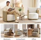 CHITA Braid Swivel Accent Chairs, Modern Comfy FSC Certified Armchair with Paper Cord & Wood Frame for Living Room and Bedroom, Fully Assembled - Mink
