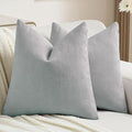 FUTEI Dusty Blue Chenille Decorative Throw Pillow Covers 24x24 Inch Set of 2,Soft Cozy Striped Geometric Patterns European Cushion Cases,Modern Home Decor for Couch Bed Living Room