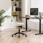 YOUNIKE White Ergonomic Home Office Desk Chair No Arms Comfy Small Criss Cross Chair with Wheels Swivel Adjustable Modern Vanity Chair with Back Armless Cute Leather Upholstered Rolling Task Chair