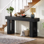 Tribesigns 63-Inch Long Console Table, Farmhouse Wooden Sofa Table Behind The Couch, Narrow Entryway Table for Entrance, Hallway, Living Room (Black)