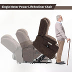 Power Lift Chair for Elderly, Electric Recliner Chair with 8-Point Vibration Massage and Lumbar Heating, Charging Ports, Cup Holders, Standing Assistance Reclining - Brown