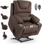 Power Lift Lazy Boy Recliner Chair, 2 Motor Flat Recliner, Nursing Lift Chair with Massage and Lumbar Heating, Adult Power Recliner with Side Pockets, Folding Table, Remote Control