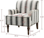 UIXE Stripe Accent Chair, Modern Upholstered Armchair in Fabric for Living Room, Nailhead Trim Club Arm Chair Comfy Single Sofa Bedroom Reading Seat with Wood Legs - Black