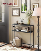 VASAGLE Console Table, 2-Tier Narrow Sofa Table with 2 Shelves, 7.9 x 31.5 x 31.5 Inches, for Living Room, Hallway, Entryway, Charcoal Gray and Ink Black ULNT130B22V1