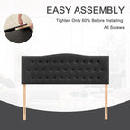 Tufted Upholstered Headboard California King, Sturdy and Durable Solid Wood Bed headboard, Fabric Headboard Adjustable Height from 37” to 51”, Button Diamond Design Head Board, Black