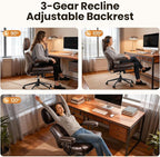 Home Office Desk Chair, Mid-Century Modern Office Chair with Adjustable Lumbar Support, Thickened Cushion Executive Desk Chair with 360 Rolling Swivel for Meeting Game Study Room(Coffee)