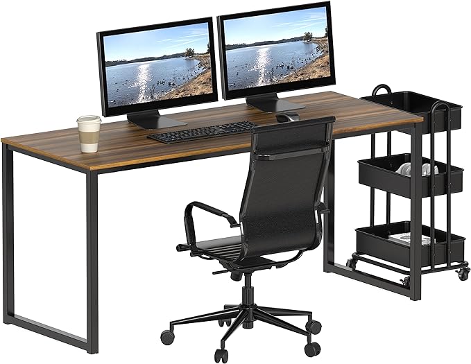 SHW Mission 55-Inch Home Office Computer Desk, Walnut
