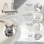 Oline ErgoAir Ergonomic Office Chair – Adjustable Lumbar Support, Flip-Up Armrests, Mesh Computer Desk Chair, Swivel Rolling Executive Gaming Chair for Home & Office (Beige)