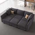 Belffin Modular Sectional Sofa Chenille Sleeper Sectional Couch with Storage Modular Sofa Bed for Living Room, 6 Seats, Dark Grey