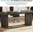 Tribesigns 63-inch Executive Desk, Vintage Office Computer Desk with Large Tabletop, Farmhouse Wood Writing Conference Table Workstation for Home Office, Study, Dark Gray