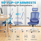 Ergonomic Office Chair - 400LB Comfy Desk Chairs with Adjustable Headrest and Lumbar Back Support, Mesh Computer Chairs with Wheels and Arms for Home Office, Study, Bedroom and Dorm (04blue)