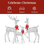 Best Choice Products 3-Piece Large Lighted Christmas Deer Family Set 5Ft Outdoor Yard Decoration with 360 LED Lights, Stakes, Zip Ties - Silver