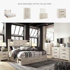 Signature Design by Ashley Cambeck Farmhouse King Panel Platform Bed with 2 Storage Drawers, Cubbies, Sconce Lights and USB Ports, Foundation or Box Spring Not Needed, Whitewash