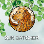Stained Glass Window Hanging 4 Pcs Set Cute Cat and Dog Large 11.8" - Animal Suncatcher Door Garden Sun Catcher Decor Birthday Mother's Day for Mom Woman Nana Girl Boy Friend