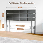 Full/Queen Size Upholstered Headboard, Adjustable Head boards with LED Light & Charging Station, Bed Headboard Only, Attach Frame, Study & Comfortable, Ideal for Bedroom, Dorm, Guest Room, Dark Grey