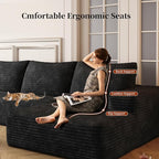 135.4" Oversized Cloud Modular Sectional Sofa, U-Shaped Couches with Ottoman for Living Room, Deep Seat Boneless Couch, 1600lb Weight Capacity, No Assembly Required (Black, Right Facing Chaise)