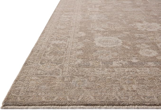 Loloi Chris Loves Julia Louisa Collection LOI-03 Taupe/Ivory 5'-3" x 5'-3", .38" Pile Height, Round Area Rug