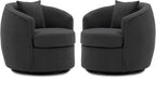 Swivel Accent Chair Set, Modern Upholstered Boucle Barrel Arm Chairs with Pillow for Living Room, 360 Degree Round Swivel Sherpa Armchair with Round Base for Bedroom Club (2, Dark Grey)