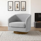 Lumibee Swivel Accent Chair, Chenille Fabric Swivel Barrel Chair for Living Room, Modern Comfy Upholstered Round Armchair Single Sofa Chair for Bedroom, Club-Light Grey