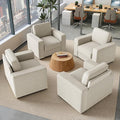 Swivel Accent Sofa Chair Set of 4, Modern Comfy Oversized Upholstered Cushion Back Armchair in Linen 1pcs for Living Room, Bedroom, Reading Room(Khaki)