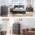 Gray 6 Drawer Dresser for Bedroom, 44" Tall Dressers & Chest of Drawers w/Solid Wood Handle, Wood Mid Century Closet Organizers and Storage Cabinet for Bedroom, Living Room, Hallway, Gray